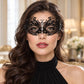 Black Butterfly Masquerade Mask with Clear Rhinestones for Women, Metal Party Eye Mask - product photo