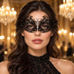 Black Butterfly Masquerade Mask with Clear Rhinestones for Women, Metal Party Eye Mask - product photo