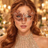 Rose Gold Butterfly Masquerade Mask with Clear Rhinestones for Women, Metal Party Eye Mask - main image