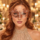 Rose Gold Butterfly Masquerade Mask with Clear Rhinestones for Women, Metal Party Eye Mask - main image