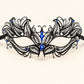 Black Butterfly Masquerade Mask with Blue Rhinestones for Women, Metal Party Eye Mask - product photo