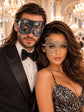 Black & Silver matching masquerade masks for couples, men’s Venetian and women’s lace eye masks – view 5