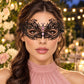 Black Butterfly Masquerade Mask with Pink Rhinestones for Women, Metal Party Eye Mask - product photo