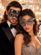 Black & Silver matching masquerade masks for couples, men’s Venetian and women’s lace eye masks – view 4