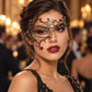 Vintage Gold Masquerade Mask with Clear Rhinestones for Women, Metal Party Eye Mask for Prom - main image