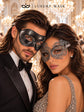 Black & Silver matching masquerade masks for couples, men’s Venetian and women’s lace eye masks – view 3