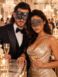 Black & Silver matching masquerade masks for couples, men’s Venetian and women’s lace eye masks – view 4