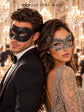 Black & Silver matching masquerade masks for couples, men’s Venetian and women’s lace eye masks – view 5