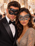 Black & Silver matching masquerade masks for couples, men’s Venetian and women’s lace eye masks – view 1
