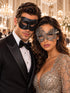 Black & Silver matching masquerade masks for couples, men’s Venetian and women’s lace eye masks – view 1