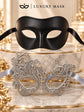 Black & Silver matching masquerade masks for couples, men’s Venetian and women’s lace eye masks – view 6