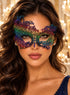 Rainbow Swan Lace Mask for Women - Colorful Venetian Eye Mask for Masquerade Ball, Mardi Gras & Costume Party - main image