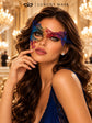 Rainbow Phantom Lace Mask for Women - Colorful One Eye Venetian Mask for Masquerade Ball, Mardi Gras & Costume Party - product photo