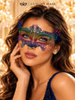 Rainbow Crown Lace Mask for Women - Colorful Detailed Venetian Eye Mask for Masquerade Ball, Mardi Gras & Costume Party - product photo