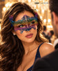 Rainbow Crown Lace Mask for Women - Colorful Detailed Venetian Eye Mask for Masquerade Ball, Mardi Gras & Costume Party - product photo