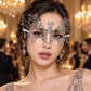 Silver Spider Web Masquerade Mask with Clear Rhinestones for Women, Halloween Eye Mask - product photo