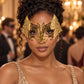 Gold Crown Masquerade Mask for Women, Metal Eye Mask with Clear Stones for Prom - product photo