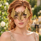 Gold Crown Masquerade Mask for Women, Metal Eye Mask with Clear Stones for Prom - main image