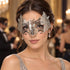 Silver Crown Masquerade Mask for Women, Metal Eye Mask with Clear Stones for Prom - main image