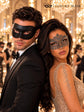 Black & Silver matching masquerade masks for couples, men’s Venetian and women’s lace eye masks – view 3