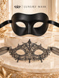 Black & Silver matching masquerade masks for couples, men’s Venetian and women’s lace eye masks – view 6