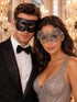 Black & Silver matching masquerade masks for couples, men’s Venetian and women’s lace eye masks – view 1