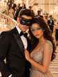 Black & Silver matching masquerade masks for couples, men’s Venetian and women’s lace eye masks – view 2