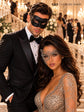 Black & Silver matching masquerade masks for couples, men’s Venetian and women’s lace eye masks – view 4