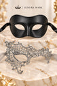 Black & Silver matching masquerade masks for couples, men’s Venetian and women’s lace eye masks – view 6