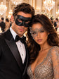 Black & Silver matching masquerade masks for couples, men’s Venetian and women’s lace eye masks – view 1