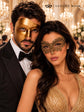 Gold Phantom Venetian Mask for Men & Black Gold Lace Mask for Women | His and Hers Masquerade Set - image 4