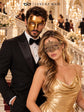Gold Phantom Venetian Mask for Men with Gold Crown Lace Mask for Women | Venetian His and Hers Masquerade Set - image 3