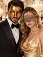 Gold Phantom Venetian Mask for Men with Gold Crown Lace Mask for Women | Venetian His and Hers Masquerade Set - main image