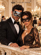 Black & Silver matching masquerade masks for couples, men’s Venetian and women’s lace eye masks – view 3