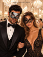 Black & Silver matching masquerade masks for couples, men’s Venetian and women’s lace eye masks – view 3