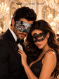 Black & Silver matching masquerade masks for couples, men’s Venetian and women’s lace eye masks – view 2