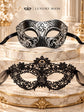 Black & Silver matching masquerade masks for couples, men’s Venetian and women’s lace eye masks – view 6