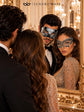 Black & Silver matching masquerade masks for couples, men’s Venetian and women’s lace eye masks – view 3
