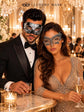 Black & Silver matching masquerade masks for couples, men’s Venetian and women’s lace eye masks – view 5