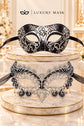 Black & Silver matching masquerade masks for couples, men’s Venetian and women’s lace eye masks – view 6