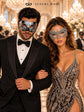 Black & Silver matching masquerade masks for couples, men’s Venetian and women’s lace eye masks – view 2