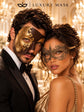Mocha Brown Gold Phantom Mask for Men & Gold Lace Mask for Women | Venetian Opera His and Hers Masquerade Masks - image 4