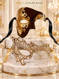 Mocha Brown Gold Phantom Mask for Men & Gold Phantom Lace Mask for Women | Opera Venetian Couples Masquerade Set - image 6