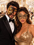 Gold Swan Lace Mask for Women & Mocha Brown Gold Phantom Mask for Men | Venetian Masquerade His and Hers Couple Set - main image