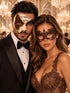 Brown Gold Black Musical Phantom Mask for Men & Mocha Brown Lace Mask for Women | Venetian Opera Masquerade Couple Set - main image