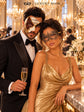 Brown Gold Black Musical Phantom Mask for Men & Gold Lace Mask for Women | Venetian His and Hers Masquerade Set - image 5