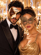 Gold Swan Lace Mask for Women & Brown Gold Black Musical Phantom Mask for Men | Venetian Masquerade Couple Set - main image