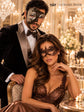 Mocha Brown Silver Phantom Mask for Men & Brown Lace Mask for Women | Venetian His and Hers Masquerade Set - image 5