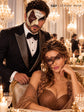 Silver Mocha Brown Musical Phantom Mask for Men & Brown Phantom Lace Mask for Women | Venetian Opera Couple Masquerade Set - image 3
