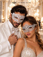 White Clear Stone Metal Masks for Couples | Venetian Mask for Men & Crown Laser Cut Half Face Mask for Women - image 3